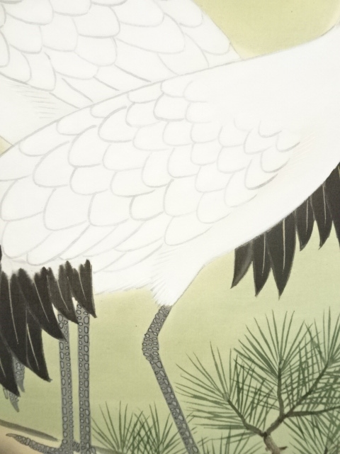 道具 ] - 道具 精一筆 松上双鶴 肉筆絹本掛軸（共箱） | ネット